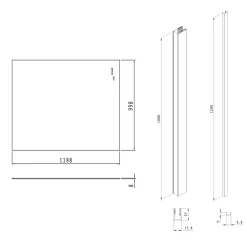 Swiss Aqua Technologies Pare-muret 120x100cm Paroi en verre Crystal Glass 8 mm anticalcaire, avec bras et profilés noir mat (SATBWIS120PRC)