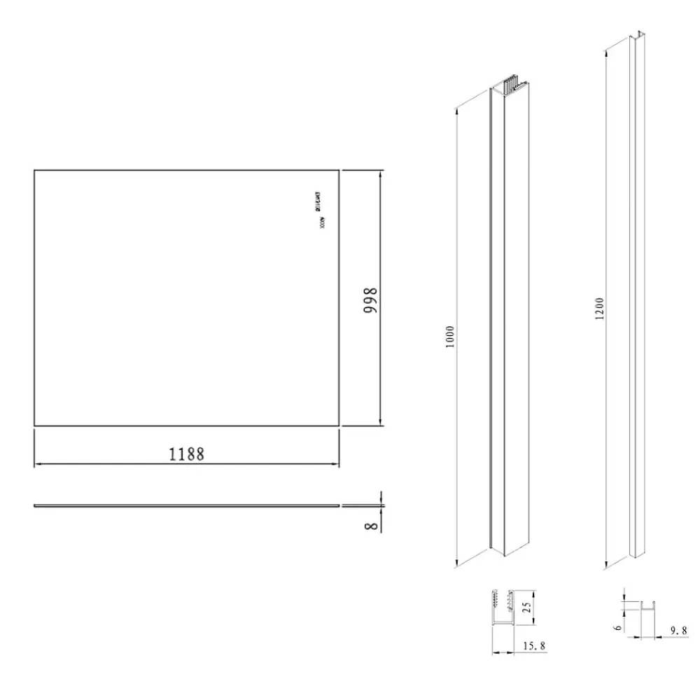 Swiss Aqua Technologies Pare-muret 120x100cm Paroi en verre Crystal Glass 8 mm anticalcaire, avec bras et profilés noir mat (SATBWIS120PRC)