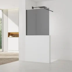 Paroi De Douche|Swiss Aqua Technologies Pare-muret 120x100cm Paroi en verre Crystal Glass 8 mm anticalcaire, avec bras et profilés noir mat (SATBWIS120KSPRC)