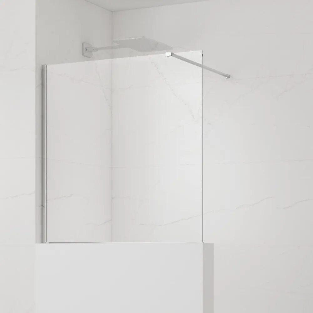 Swiss Aqua Technologies Pare-muret 120x100cm Paroi en verre Crystal Glass 8 mm anticalcaire, avec bras et profilés chrome brillant (SATBWIS120PR)