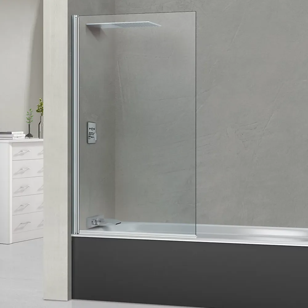 Superban Paroi de baignoire fixe + pivotant gauche en verre sécurité ép 6mm anti calcaire, L85 x H147 cm, chrome, Alsace Sport