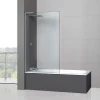Pare-Baignoire|Superban Paroi de baignoire fixe en verre sécurité transparent ép 6mm anti calcaire, L100 x H147 cm, chrome, Mont Blanc E