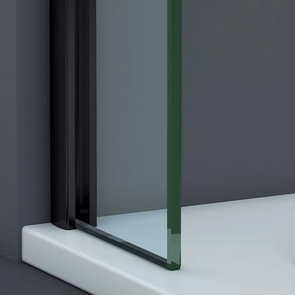 Superban Paroi de baignoire fixe en verre sécurité transparent ép 8mm anti calcaire, L110 x H147 cm, noir mat, Mont Blanc CC