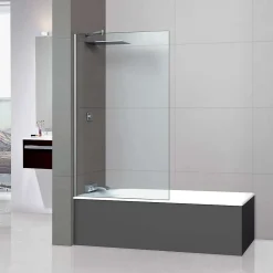 Superban Paroi de baignoire fixe en verre sécurité transparent ép 8mm anti calcaire, L120 x H147 cm, chrome, Mont Blanc CC