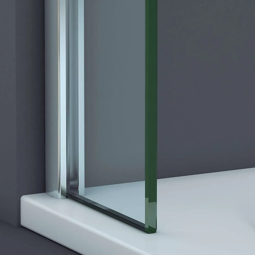 Superban Paroi de baignoire fixe en verre sécurité transparent ép 6mm anti calcaire, L120 x H147 cm, chrome, Mont Blanc CC