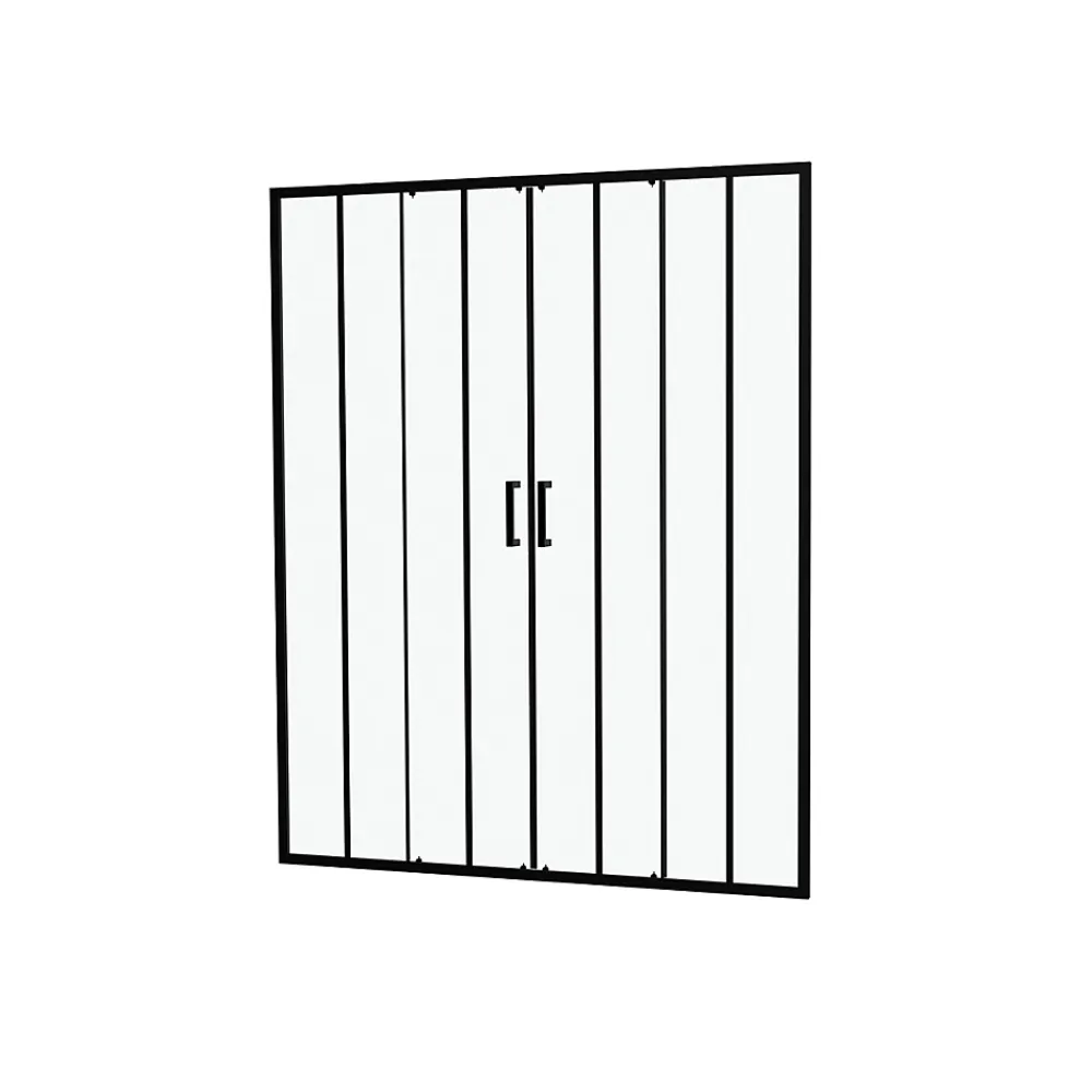 Galedo Paroi de douche à double porte coulissante 120 x 160 cm, profilé noir mat laqué, Factor X