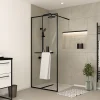 Paroi De Douche| Paroi de douche à l'italienne avec porte-serviettes H.200 x l.90 cm, ép. 6 mm, profilé noir, Galedo Edge