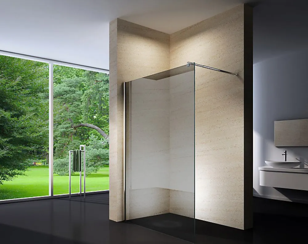 Paroi De Douche| Paroi de douche à l'italienne fixe latérale en verre, fumé, EX101, 200x140cm