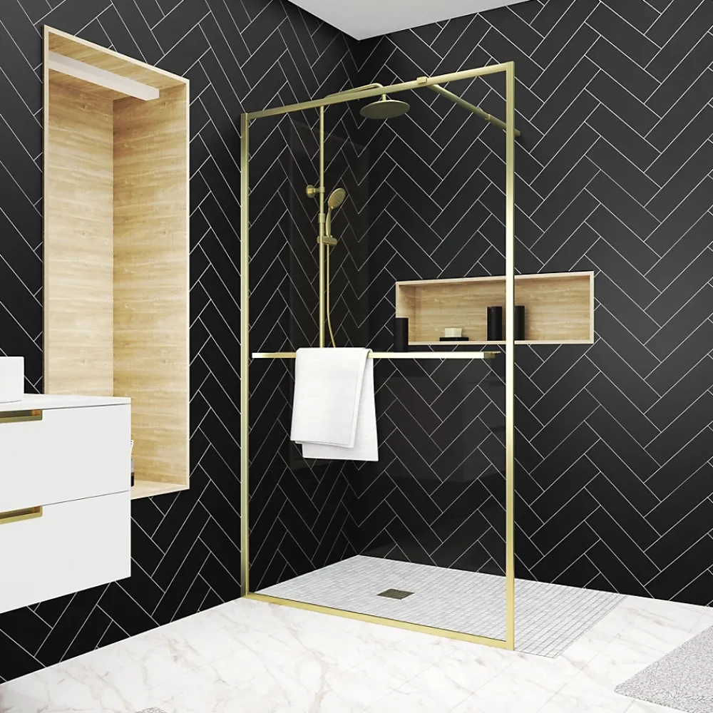 Paroi de douche à l'italienne fixe 120 x 200 cm, doré brossé, Galedo Golden Edge