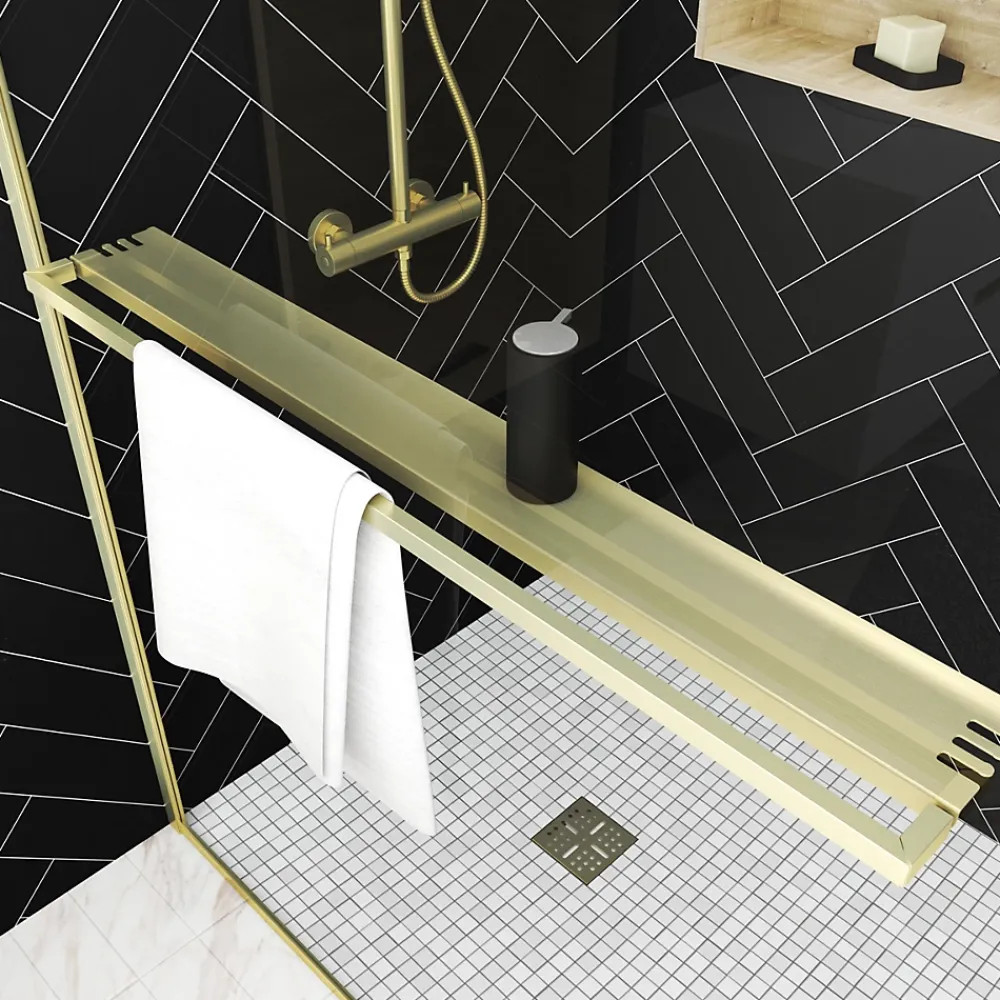 Paroi de douche à l'italienne fixe 120 x 200 cm, doré brossé, Galedo Golden Edge