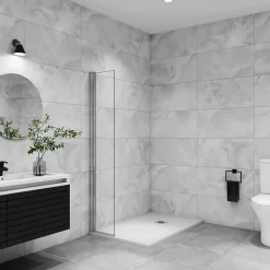Paroi De Douche|AICA Sanitaire Paroi de douche à l'italienne pivotante mural - 8 mm verre anticalcaire, alu chromé - 35x200 cm