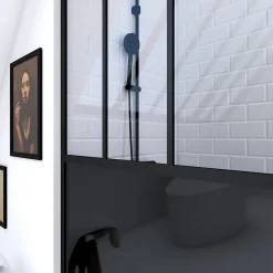 Paroi De Douche| Paroi de douche à l'italienne Galedo Black Indus transparent 90cm