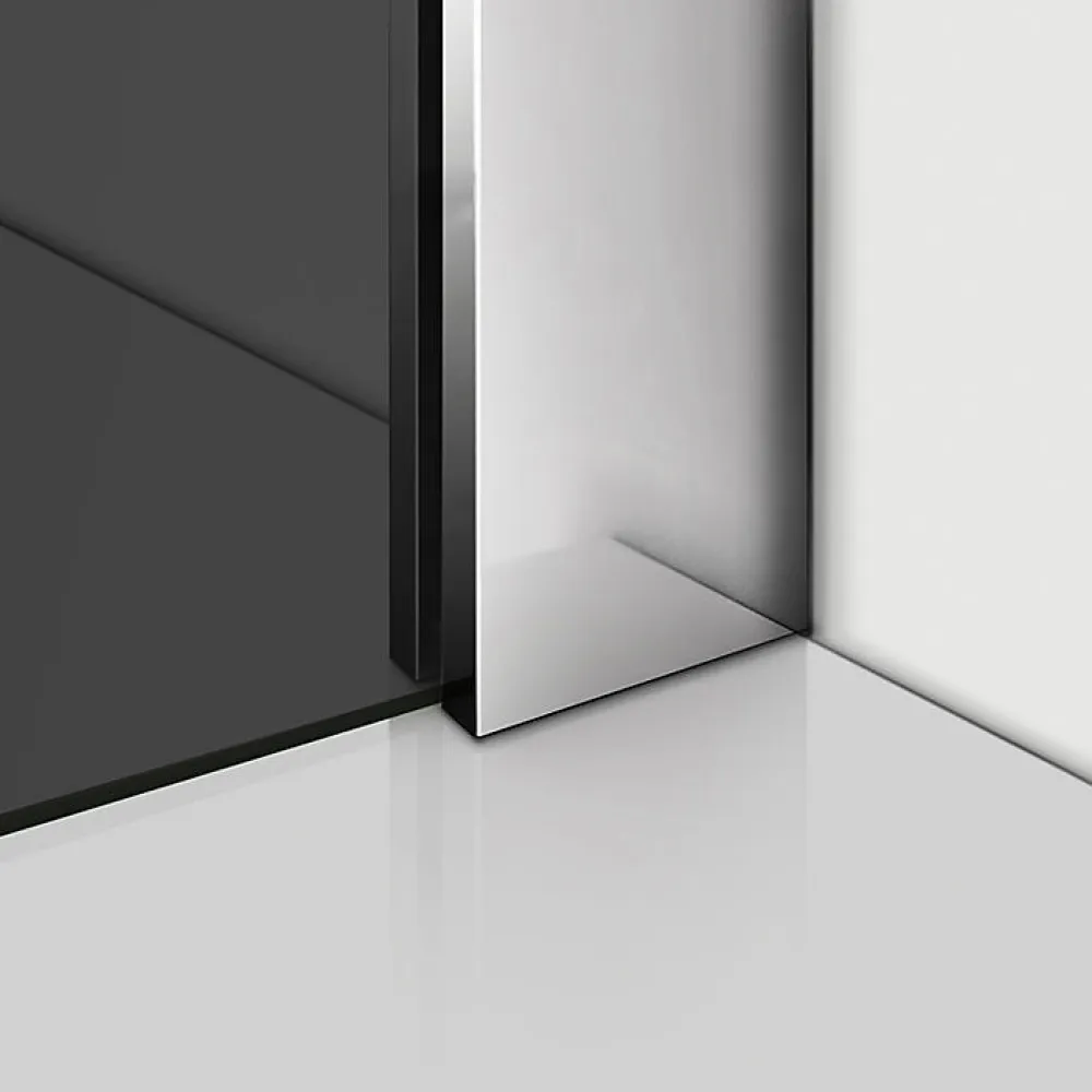 AICA Sanitaire Paroi de douche à l'Italienne 120x200cm -8mm verre trempé foncé alu chromé avec barre de fixation 140cm et pince à 360 degré