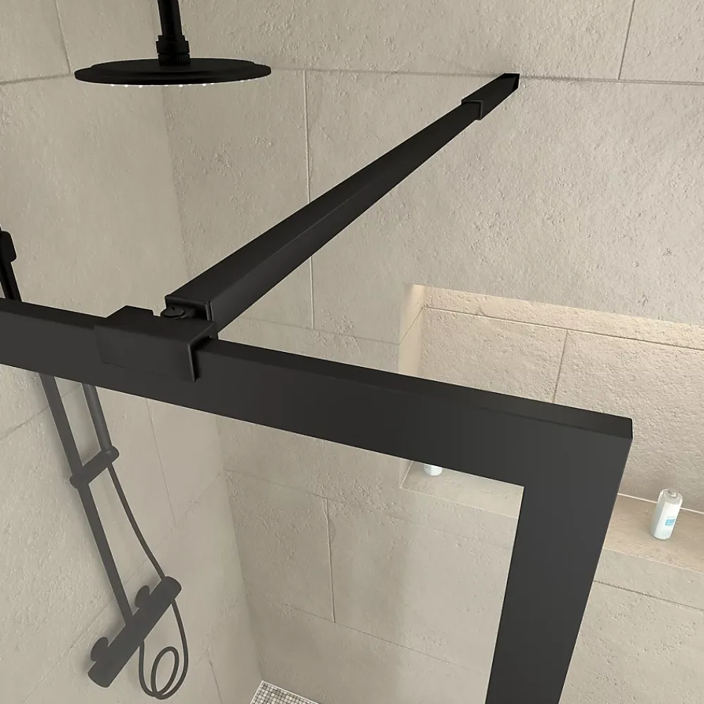 Paroi de douche à l'italienne H.200 x l.80 cm, ép. 6 mm, profilé noir, Galedo Edge
