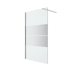 Paroi de douche à l'italienne fixe l.120 x H.195 cm, bandes miroir, profilés alu chrome, GoodHome Ledava