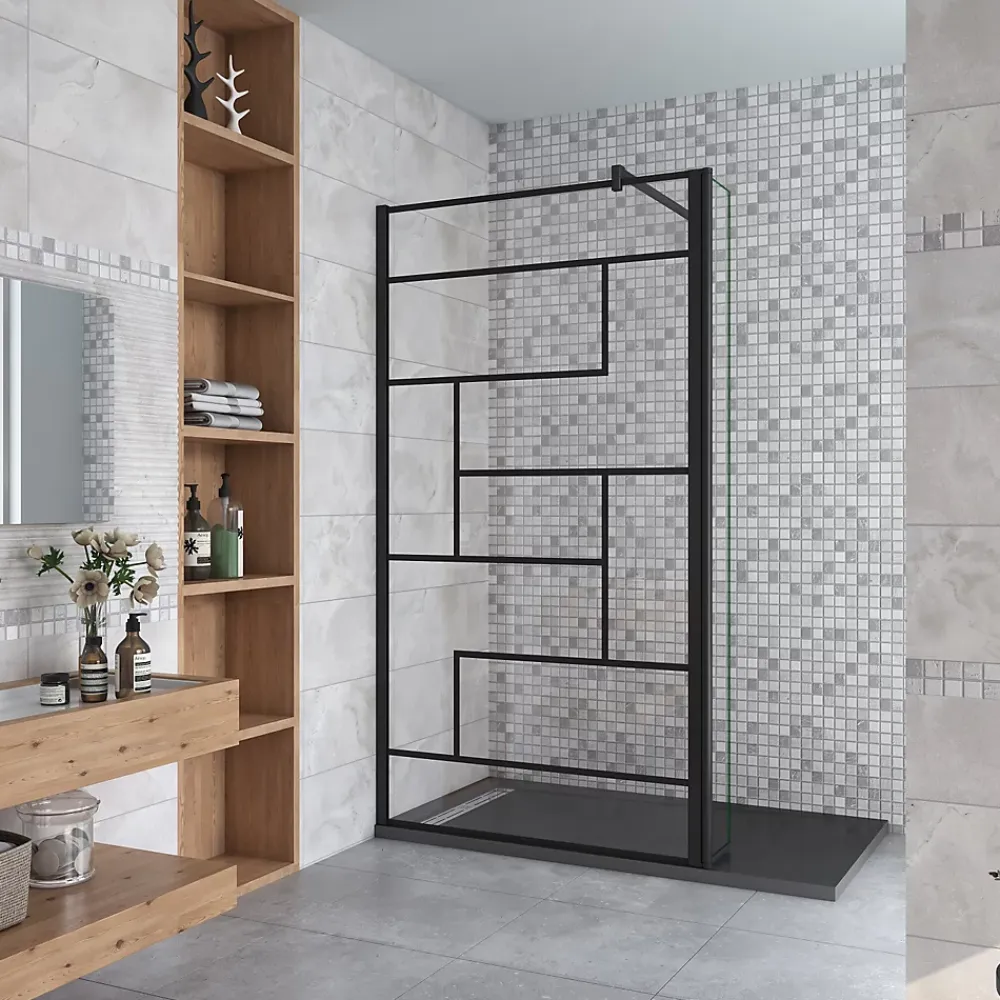 AICA Sanitaire Paroi de douche à l'italienne 70x200cm avec volet pivotant 40cm - 8mm verre anticalcaire - barre de fixation carrée 140cm
