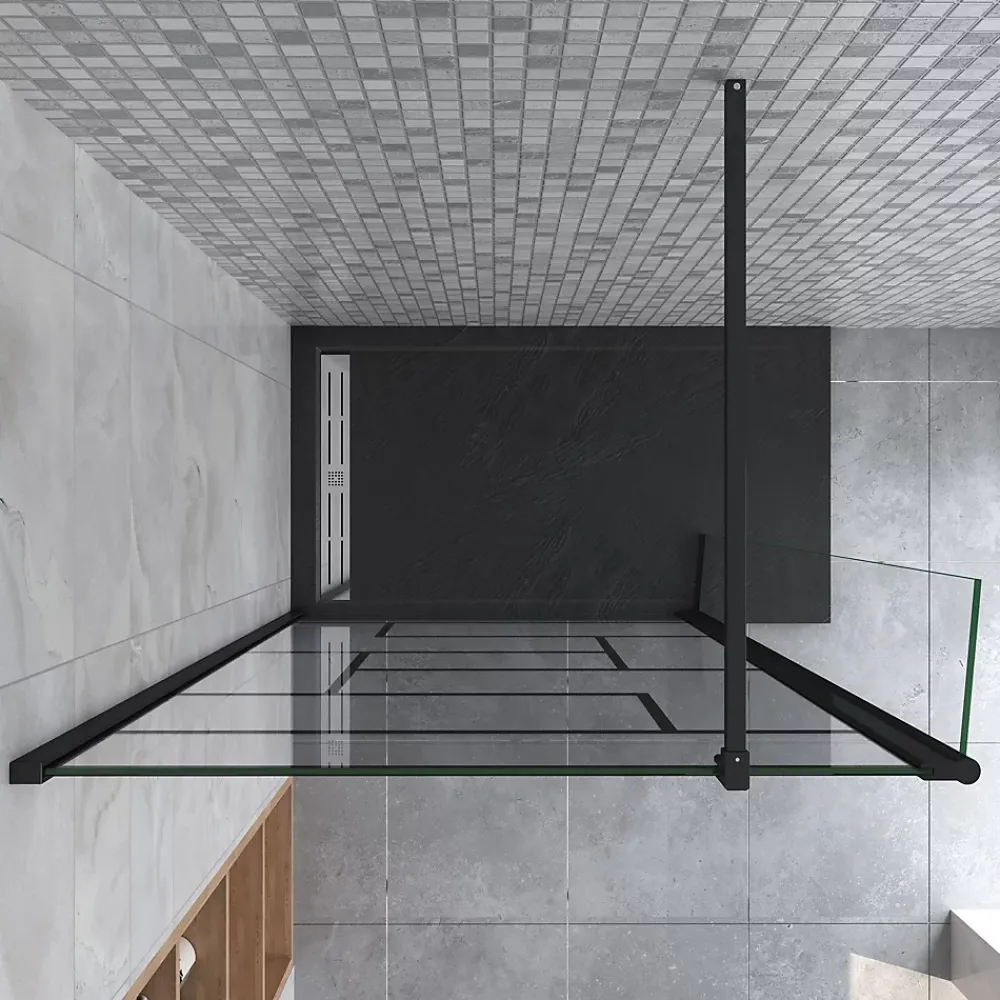 AICA Sanitaire Paroi de douche à l'italienne 70x200cm avec volet pivotant 40cm - 8mm verre anticalcaire - barre de fixation carrée 140cm
