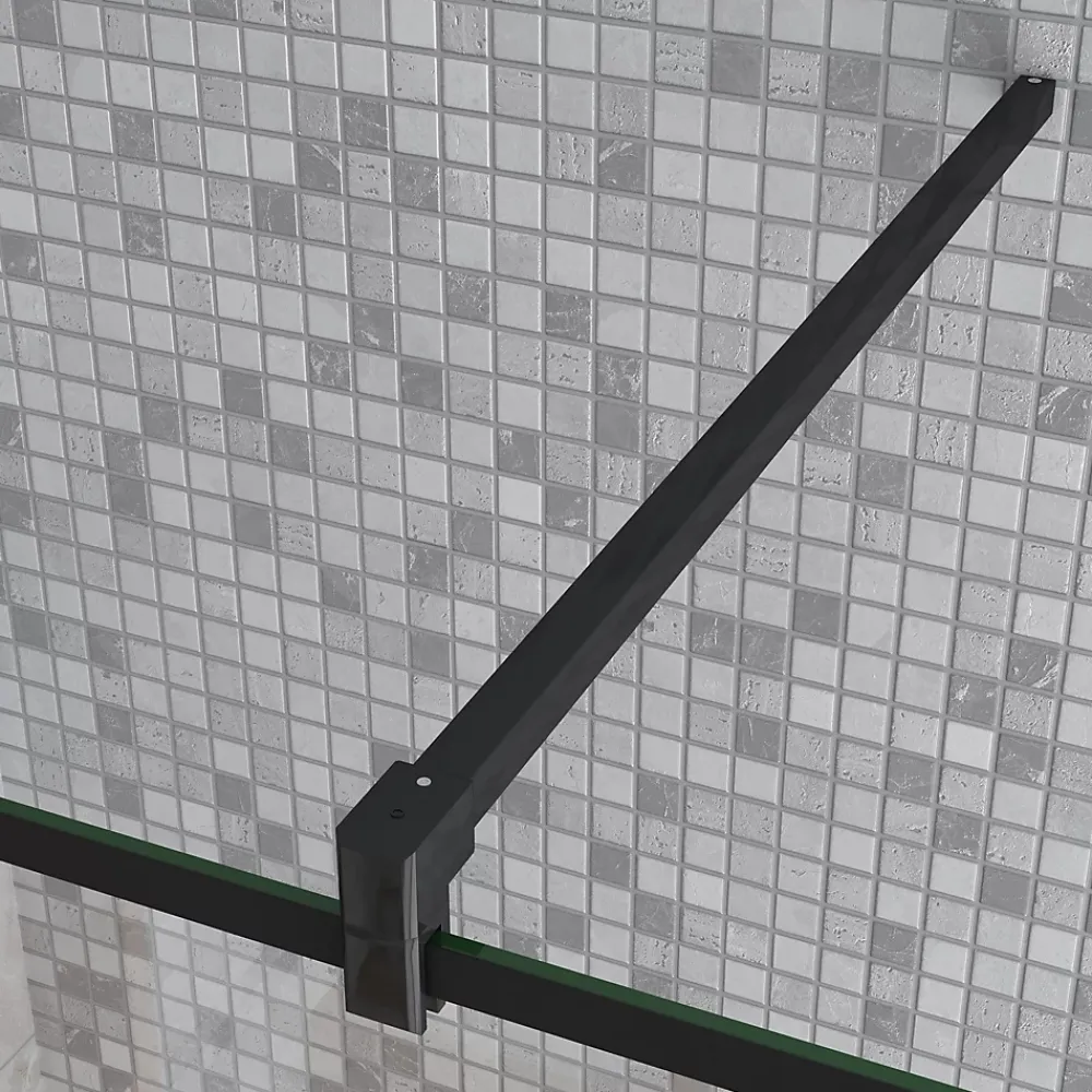 AICA Sanitaire Paroi de douche à l'italienne 70x200cm avec volet pivotant 40cm - 8mm verre anticalcaire - barre de fixation carrée 140cm