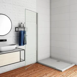 AICA Sanitaire Paroi de douche à l'italienne pivotante 75x180cm - 6mm verre anticalcaire - profilé Chrome - centre dépoli