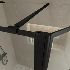 Paroi De Douche| Paroi de douche à l'italienne et volet noir Galedo Dark Edge transparent 90+40cm