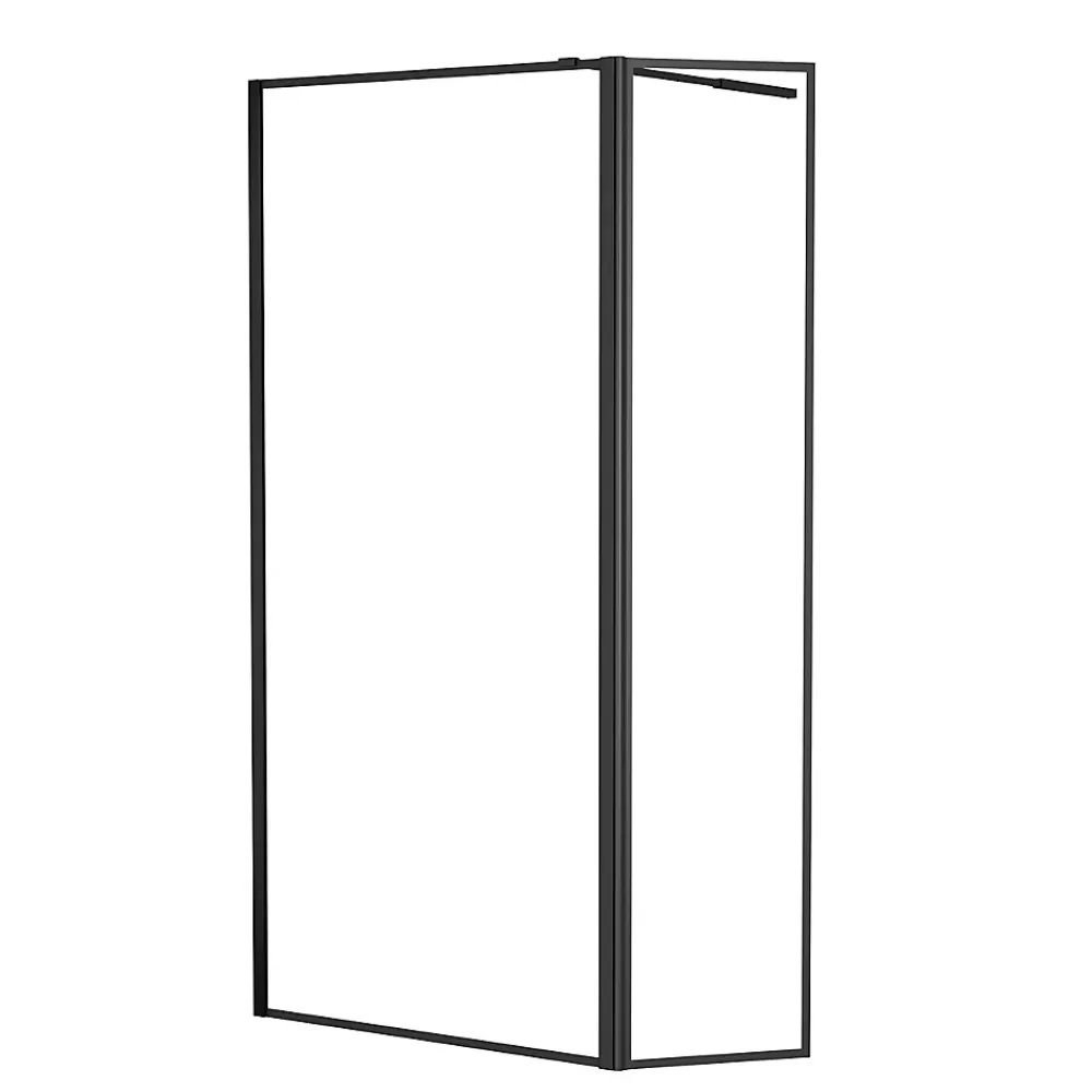 Paroi De Douche| Paroi de douche à l'italienne et volet noir Galedo Dark Edge transparent 90+40cm