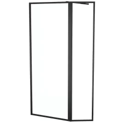 Paroi De Douche| Paroi de douche à l'italienne fixe + volet pivotant 80+40 x 200 cm, noir mat, Galedo Dark Edge Shelf