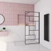 Paroi De Douche| Paroi de douche à l'italienne 70x200cm avec barre de fixation carrée 90cm,8mm verre anticalcaire,style atelier - Noir mat