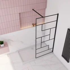Paroi De Douche| Paroi de douche à l'italienne 70x200cm avec barre de fixation carrée 90cm,8mm verre anticalcaire,style atelier - Noir mat