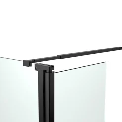 Paroi de douche à l'italienne fixe avec volet l.80+45 x H.195 cm, verre transparent, profilés alu noir, GoodHome Ledava