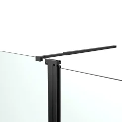 Paroi de douche à l'italienne fixe avec volet l.80+45 x H.195 cm, verre transparent, profilés alu noir, GoodHome Ledava
