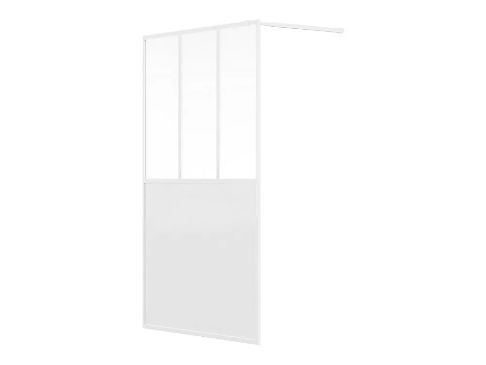 Vente-unique Paroi de douche à l'italienne style atelier - Blanc mat - 120 x 200 cm - URBANIK