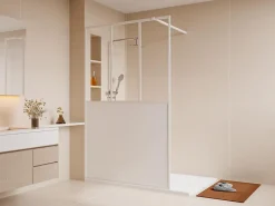 Vente-unique Paroi de douche à l'italienne style atelier - Blanc mat - 120 x 200 cm - URBANIK