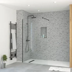 Paroi De Douche| Paroi de douche à l'italienne H.195 x l.120 cm, ép. 5 mm, profilé noir, Galedo Essentiel