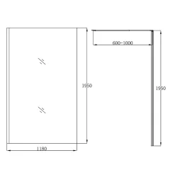 Paroi de douche à l'italienne fixe l.120 x H.195 cm, verre transparent 8mm, profilés alu chrome, GoodHome Ledava