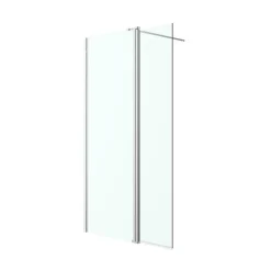 Paroi de douche à l'italienne fixe avec volet l.80+45 x H.195 cm, verre transparent, profilés alu chrome, GoodHome Ledava