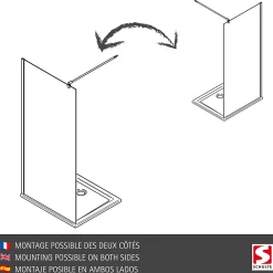 Paroi De Douche| Paroi de douche à l'italienne l.140 x H.200 cm, Walk In, verre transparent anticalcaire, profilé chromé, Schulte Masterclass Espace 8 T
