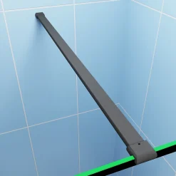Paroi de douche à l'italienne noir 140x200cm - 8mm verre anticalcaire + Étagère de Douche 140cm + barre de fixation 140cm