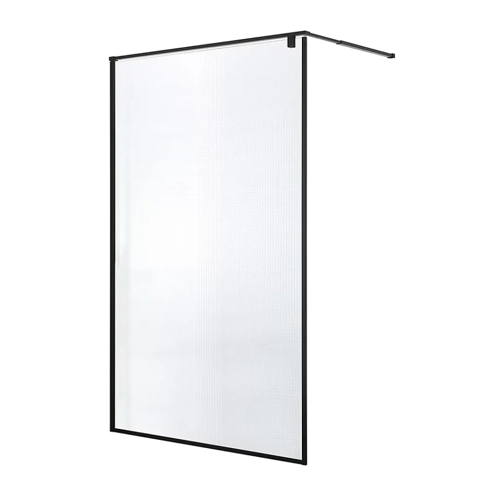 Paroi De Douche| Paroi de douche à l'italienne GoodHome Ezili gaufré profilé noir 120 cm
