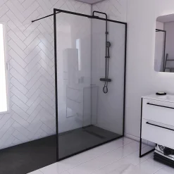 Paroi De Douche| Paroi de douche à l'italienne noir Galedo Dark Edge transparent l.140 x H.200 cm