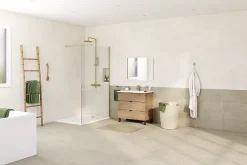 Paroi de douche à l'italienne fixe l.120 x H.195 cm, profilés alu finition doré brossé, GoodHome Ledava