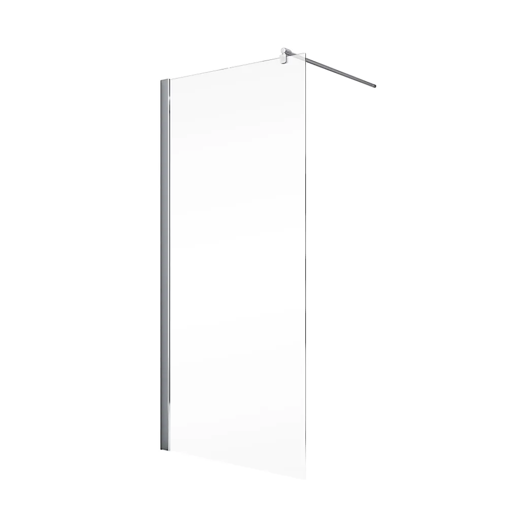 Paroi De Douche| Paroi de douche à l'italienne l.120xH.190cm, Walk In, verre transparent anticalcaire 6mm, profilé chromé, Schulte NewStyle