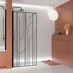 Paroi De Douche| Paroi de douche à l'italienne l.90 x H.195 cm profilés noirs, Galedo Art Déco