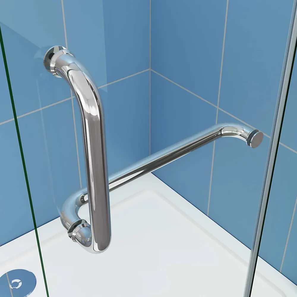 Paroi de douche à l'italienne pivotante chrome 120x190cm style atelier,8mm verre anticalcaire avec Porte Serviette Intégré