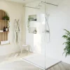 Paroi de douche à l'italienne centrale l.140 x 195 cm, profilés alu finition chrome, GoodHome Ledava
