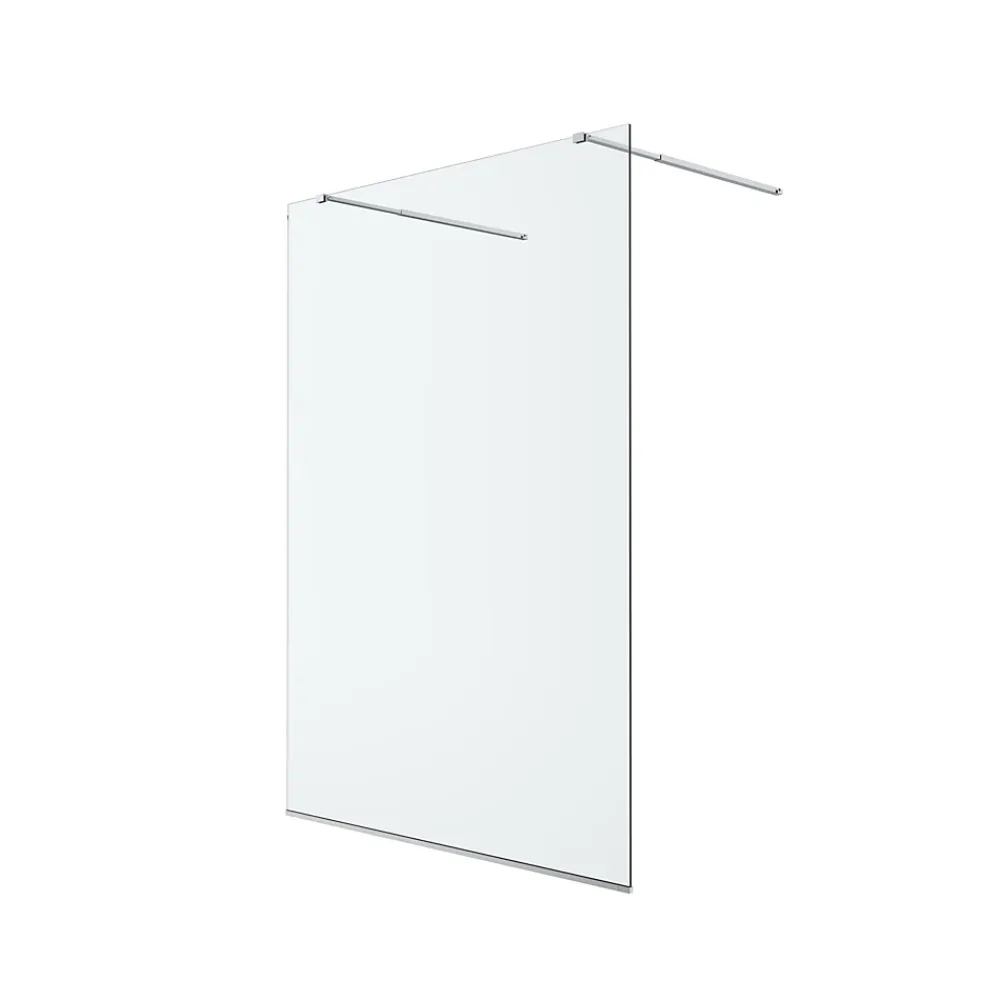 Paroi de douche à l'italienne centrale l.140 x 195 cm, profilés alu finition chrome, GoodHome Ledava