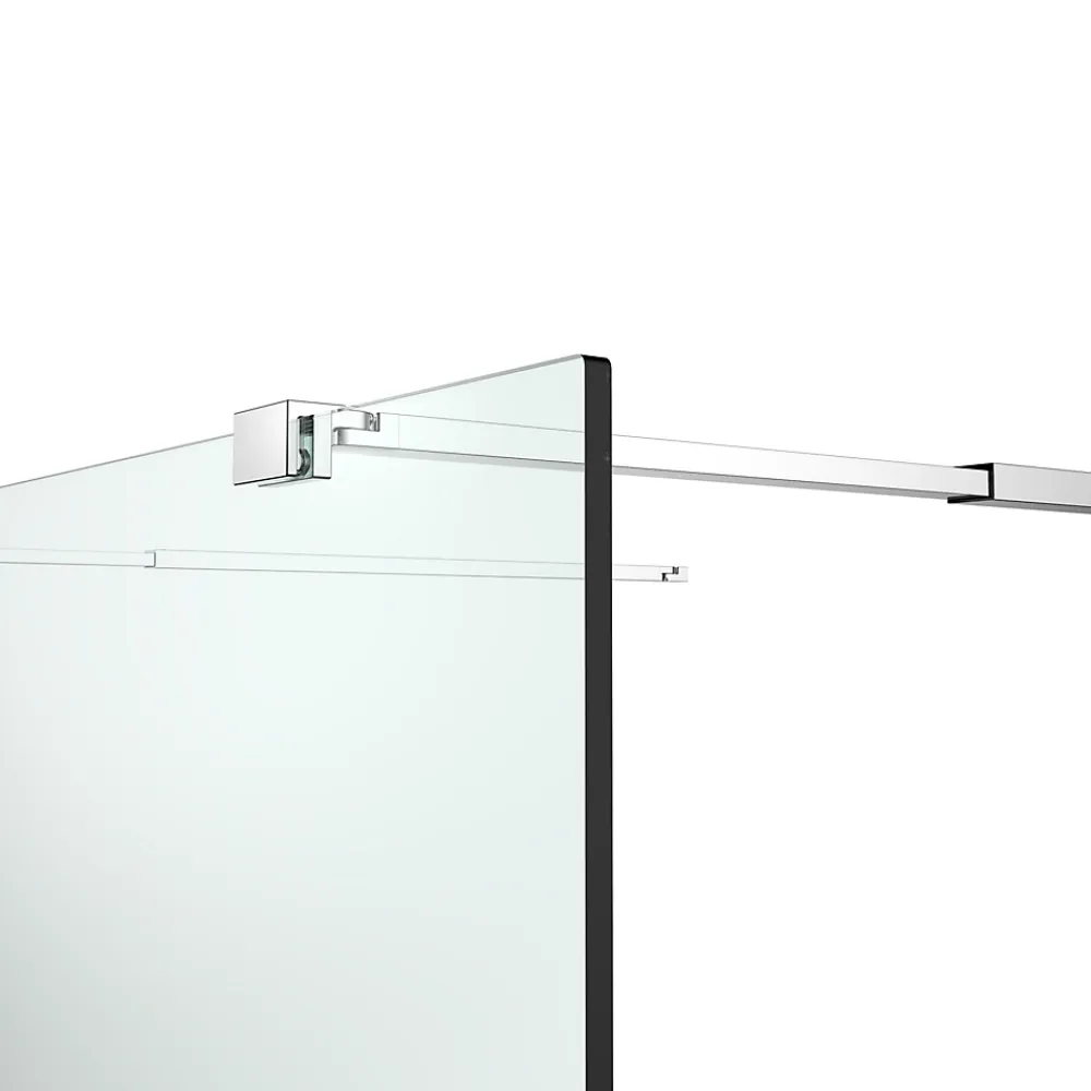Paroi de douche à l'italienne centrale l.140 x 195 cm, profilés alu finition chrome, GoodHome Ledava