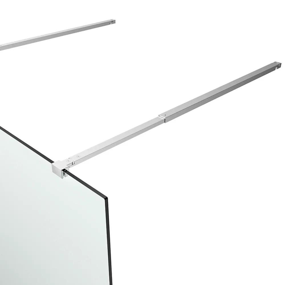 Paroi de douche à l'italienne centrale l.140 x 195 cm, profilés alu finition chrome, GoodHome Ledava