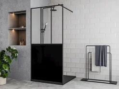 Vente-unique Paroi de douche à l'italienne style atelier - Noir mat - 100 x 200 cm - URBANIK