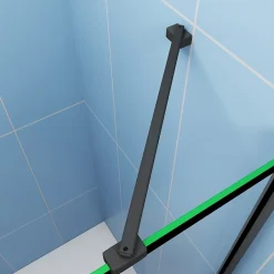 Paroi de douche à l'italienne noir 100x200cm + Étagère de Douche 100cm alu - 8mm Verre sécurité + barre de fixation noir 45cm