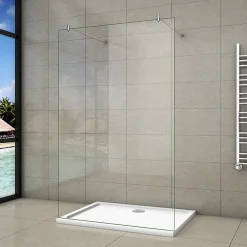 Paroi De Douche|AICA Sanitaire Paroi de douche à l'italienne 2 côtés ouvrants - Verre 8mm anticalcaire - 2 barres de fixation 70-120 cm - 148x200 cm